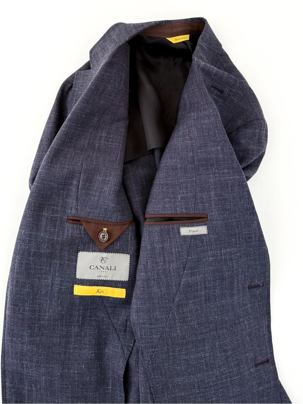 Canali Kei Dark Navy Blue Wool Silk Linen Textured Sport Coat Blazer Men's 42R